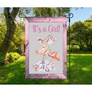 IT'S A GIRL Double Sided 12 x 18 inches Garden Flag Baby Girl Announcement NEW
